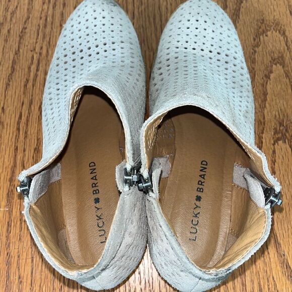 Lucky Brand Taupe Perforated Booties | Shoeties | Double Zip | Leather 7 - Picture 5 of 5
